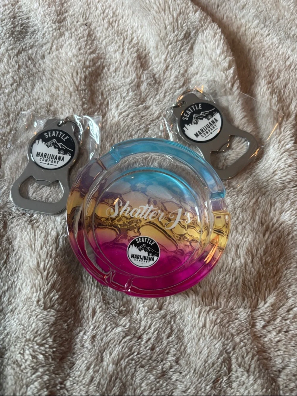 Shatter J's Multicolor Glass Ashtray by